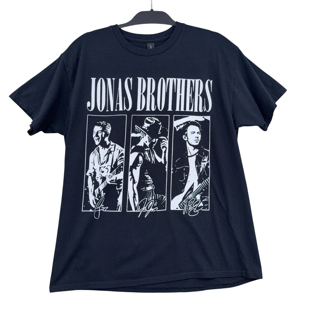 Jonas Brothers Tour Graphic T-Shirt Women L 100% Cotton Black